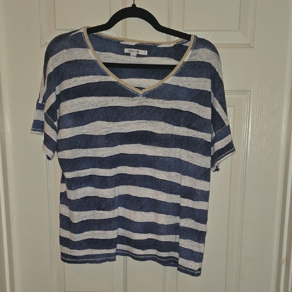 Chico's Blue and White Striped Women's‎ Top